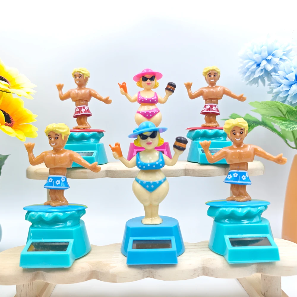Interesantes adornos de coche de playa para hombres y mujeres, personajes de dibujos animados, adornos de muñecos Bobblehead, decoraciones interiores de coche, decoración de consola central de coche, adornos de decoración del hogar