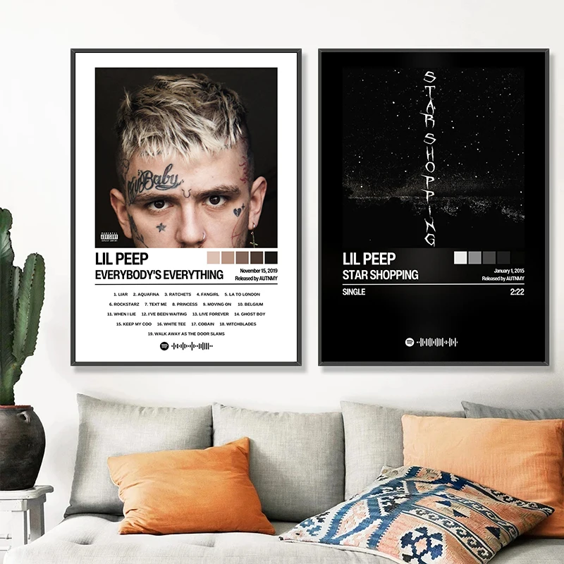 Hip Hop Rapper Lil-Peep Crybaby Live Forever Music Album Poster and Prints Canvas Painting Wall Art Pictures Home Decor Gift