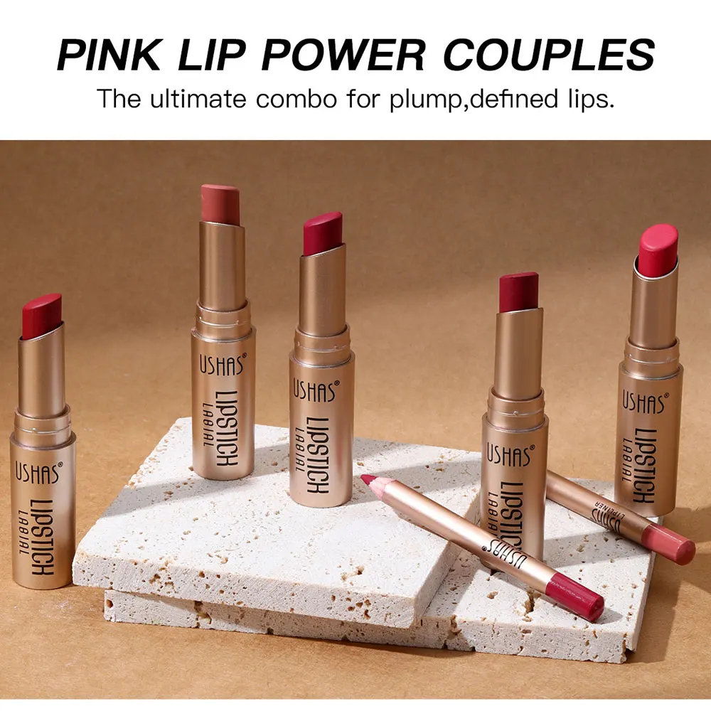 Set di rossetti per labbra 2 in 1 Rossetti resistenti all'acqua 24 ore Matita per labbra opaca Cosmetico Trucco coreano Lucidalabbra Tinta macchia