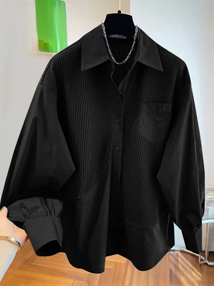 

2025 ZANZEA Spring Fashion Lapel Neck Long Sleeve Shirt Women Blouse Casual Patchwork Work Blusas Streetwear Tunic Tops Femme