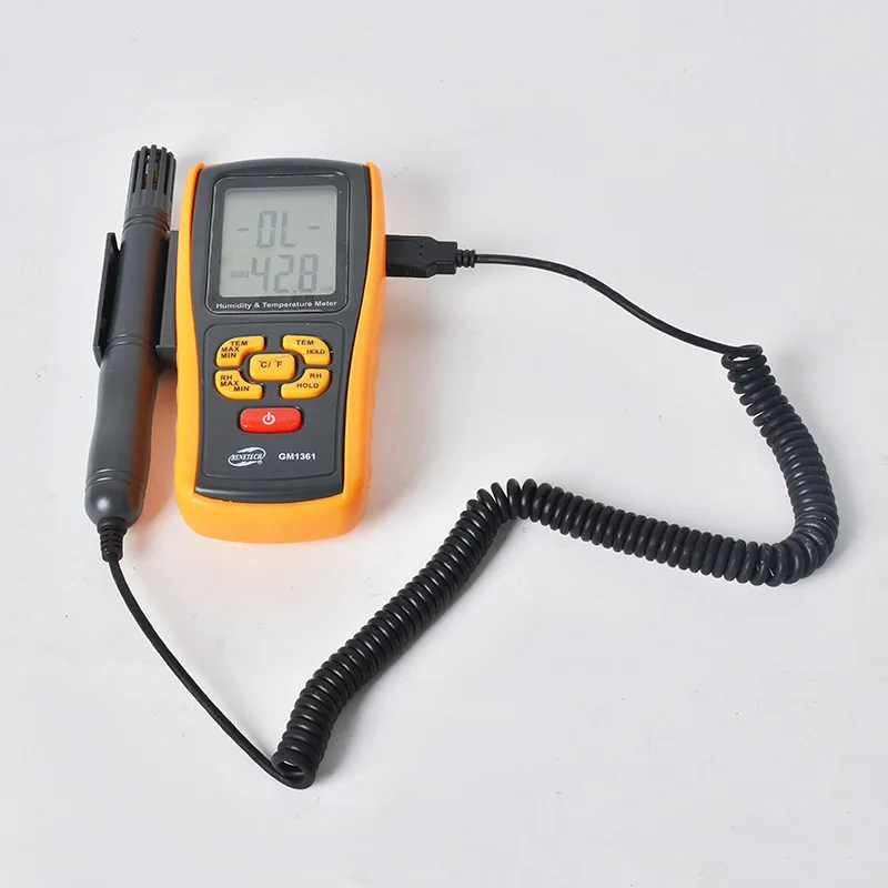 Digital Non-contact Split Probe Temp Humidity Meter Industrial GM1361 Thermometer Hygrometer With Data Freeze Feature
