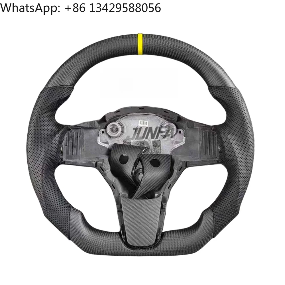 

Used For Tesla Model 3 Model Y Steering Wheel Modification Matte Carbon Fiber Flat Bottomed Sport Steering Wheel