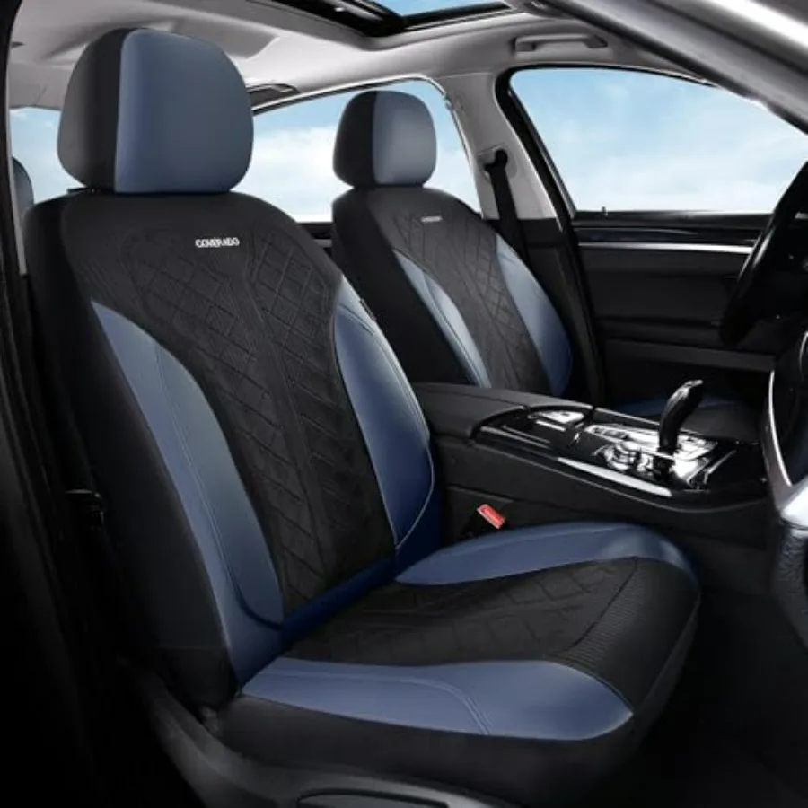 

Front Seat Leather Seat Covers 2-Pack Mesh Breathable Automotive Seat Protectors in Black Universal Fit for SUV Truck Van Sedan