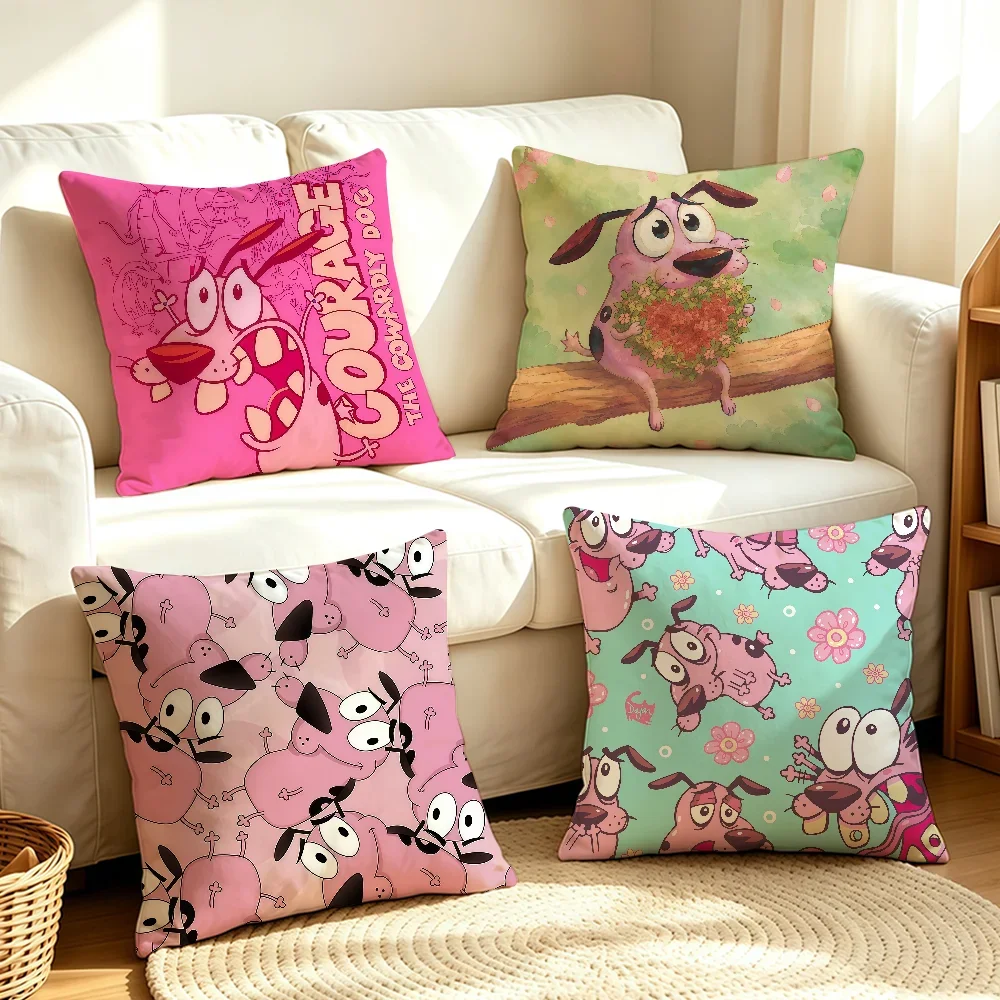 Cartoon C-Courage C-Cowardly D-Dog-S cushion cover Soft Smooth Pillow Case Hidden Zipper Washable Decorative Couch Office Gift