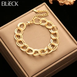 EILIECK 316L Stainless Steel Gold Color Link Bracelet For Women Men Trendy Waterproof Wrist Chain Jewelry Gift Party pulseras