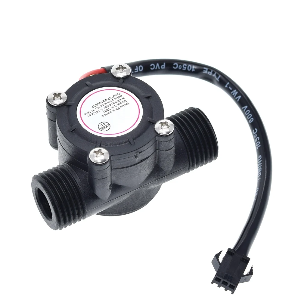 TZT Water flow sensor flowmeter Hall flow sensor Water control 1-30L/min 2.0MPa YF-S201