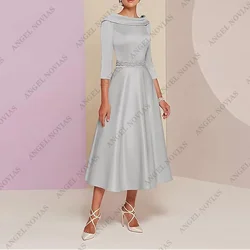 Customized A-Line Mother of the Bride Dress Vintage Plus Size Bridal Party Gown Elegant Bateau Neck Tea Length Evening dresses