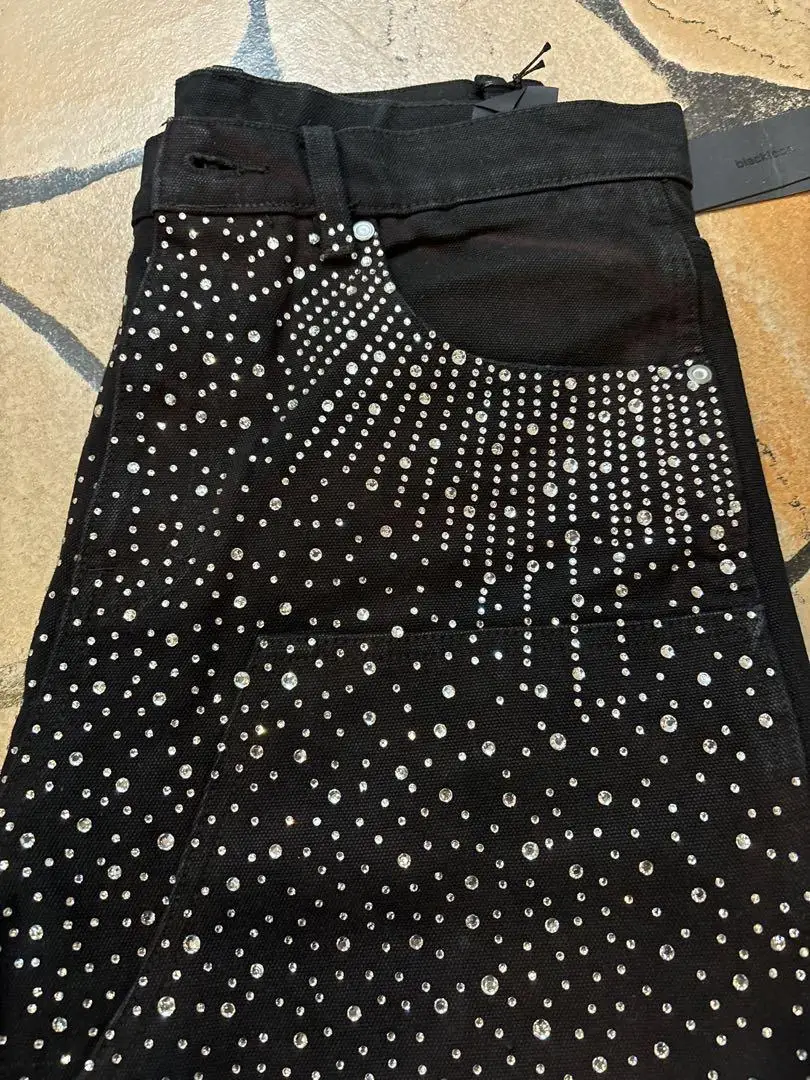 Vintage 2000s Y2k Rhinestone Sequin Denim Shorts Streetwear Mens Jeans Hip Hop Baggy Denim Gym Shorts Casual Basketball Shorts