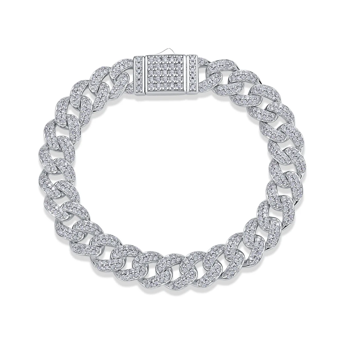 

Luxury Moissanite Cuban Link Bracelet 925 Sterling Silver Hip Hop Chain Bracelet Fashion Men's Wedding Party Jewelry Gift