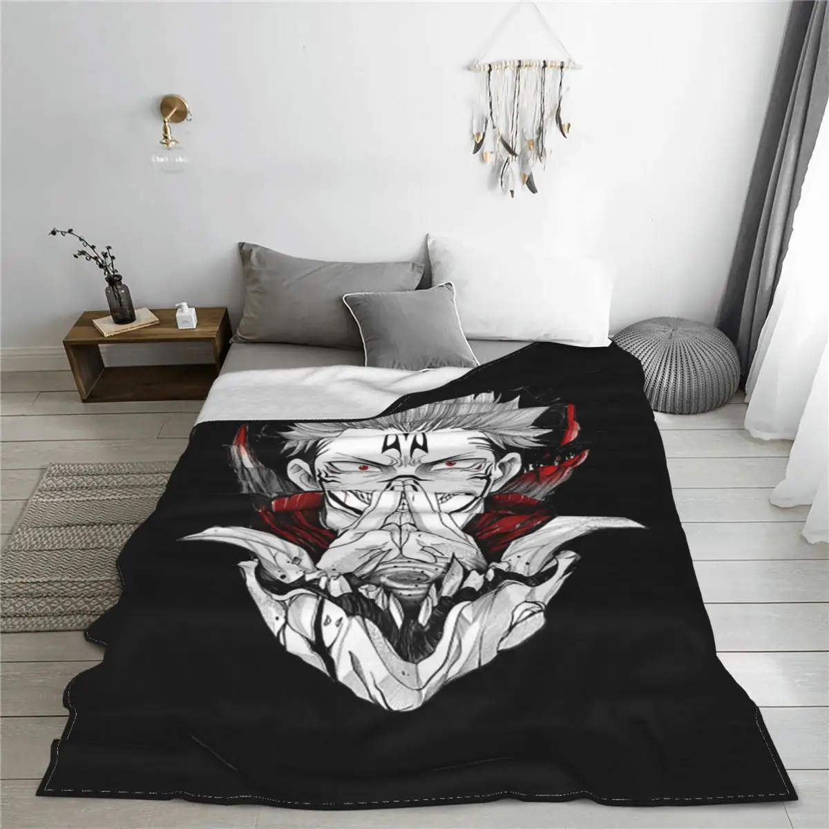 Sukuna Blanket Anime Manga Flannel Funny Warm Throw Blankets for Coverlet Winter