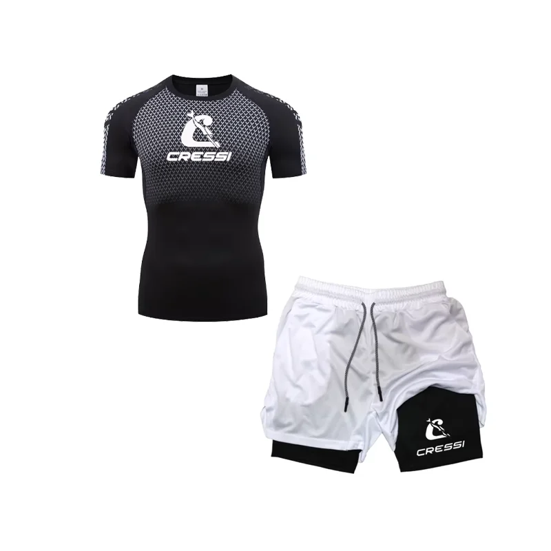 

Men Surf Sunscreen Diving Suit Rash Protection t-Shirt Swimsuit Tight Short-Sleeved Swimming Floating UV Protection Diving Suit