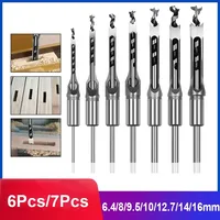 6Pcs/7Pcs Twist Square Hole Drill Bits Auger Mortising Chisel  Craving DIY Furniture Square Drill for Woodworking Tools