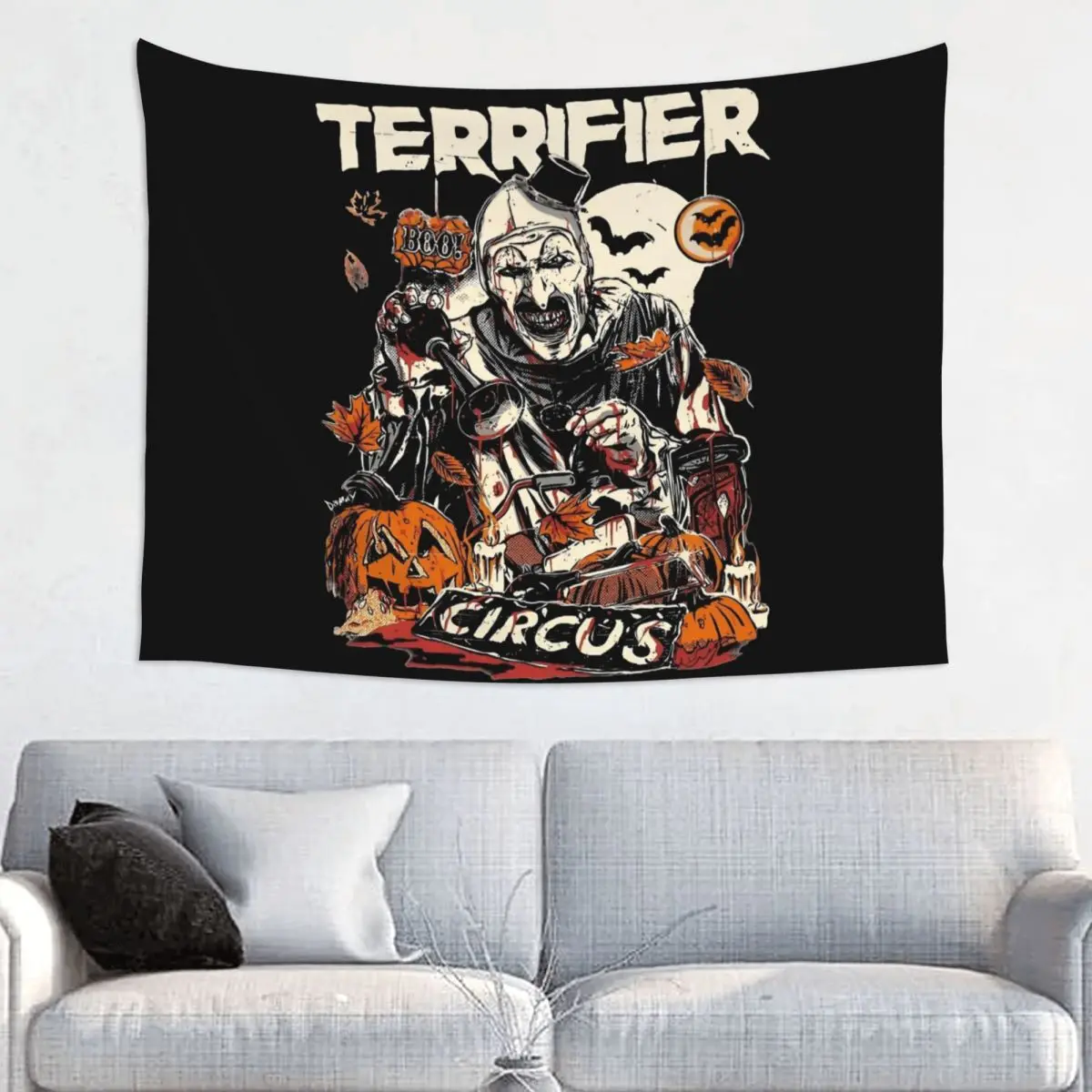 Art The Clown Terrifier Wall Tapestry Aesthetic Horror Movie Tapestries Poster for Dorm Room Wall Hanging Decor