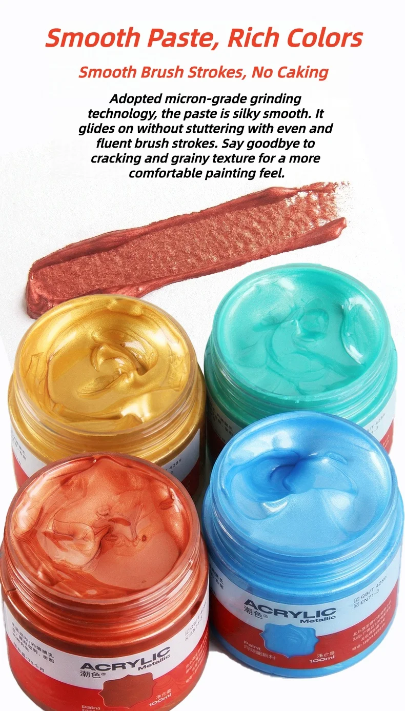 100 ml goldene Farbe, Metall-Acrylfarbe, wasserfestes Pigment, handgemalte Wandmalerei, Kunst, Perlglanzpigment, Statuenfärbung – Detail 3
