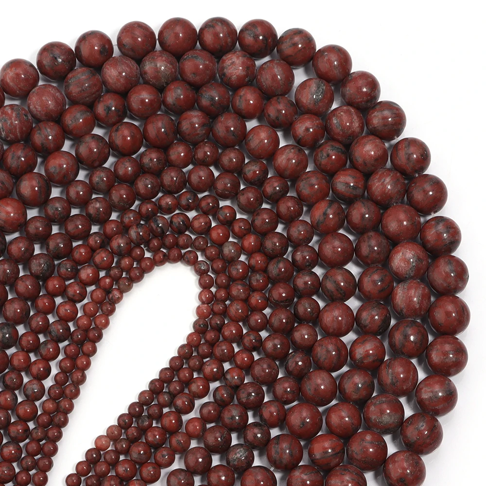 1 Strand Round Natural Stone Beads 4/6/8/10/12mm Sesame Jasper Beads For DIY Bracelet Necklace Earring Jewelry Making Supplies