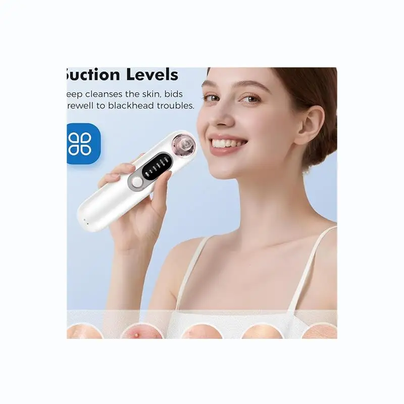 -A65I Limpiador de poros faciales Removedor de espinillas para pieles sensibles con kit de acero inoxidable de 4 cabezales extraíbles