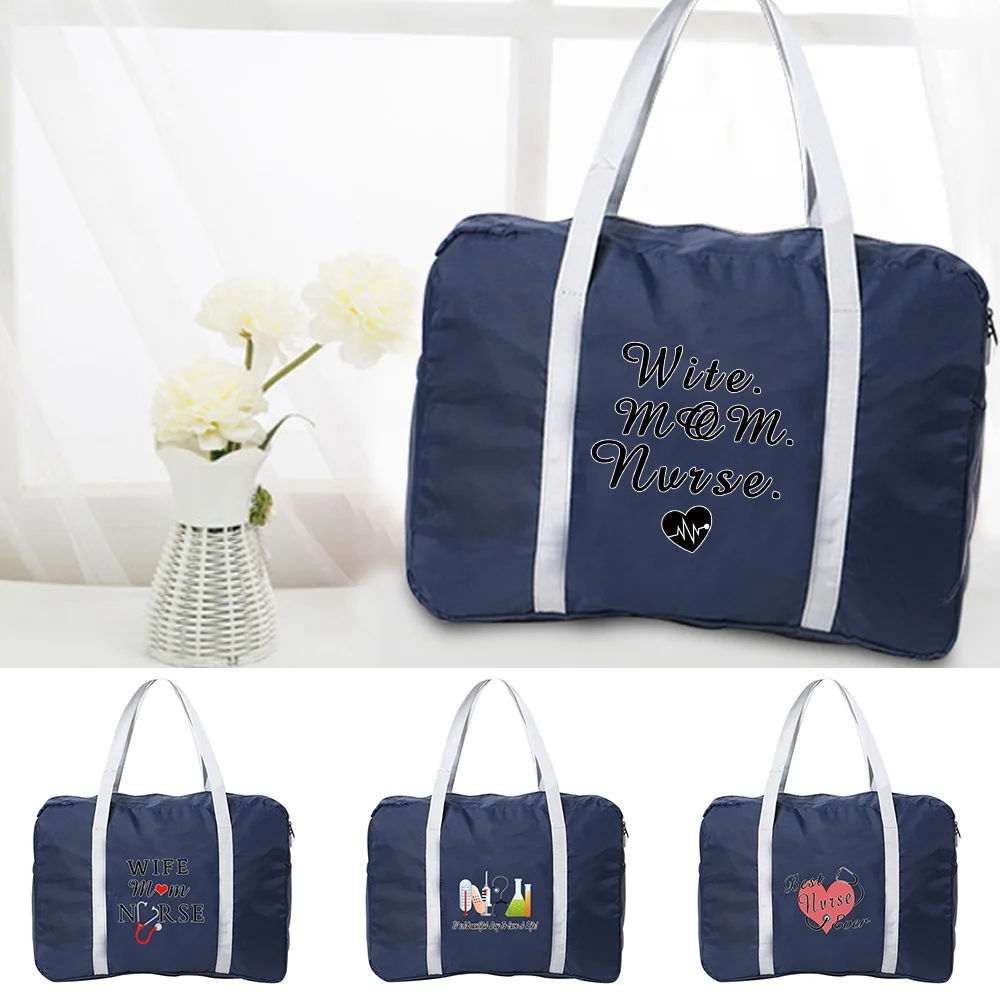 

Fashion Nurse Pattern Unisex Folding Bag Portable Waterproof Bag New Large Storage Bag