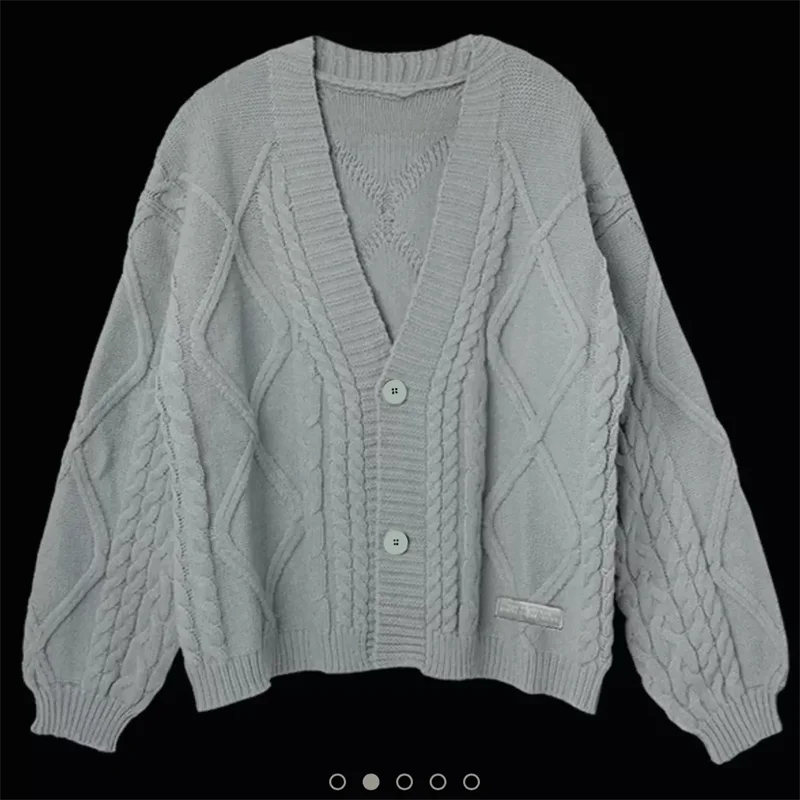 

y2k women's knitted sweater cardigan jacket oversize vintage long sleeved clothing high street casual hip-hop tops jacket 2024