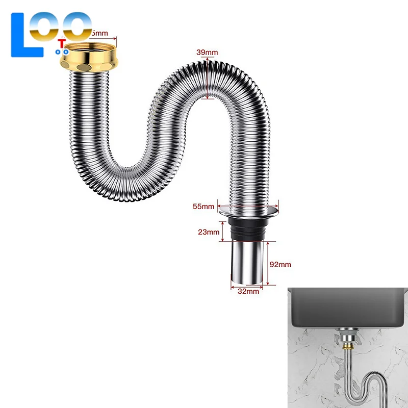 40/60 см кухонная раковина, сифон, слив для мусора, гибкая труба, шланг из нержавеющей стали, выдвижная дренажная трубка для ванной комнаты и дома