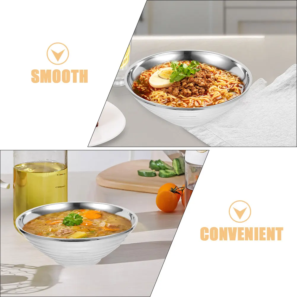 

Stainless Steel Noodle Bowl 16cm Soup Ramen Salad Food Household Multi Function Serving Kitchen Reusable Mixing