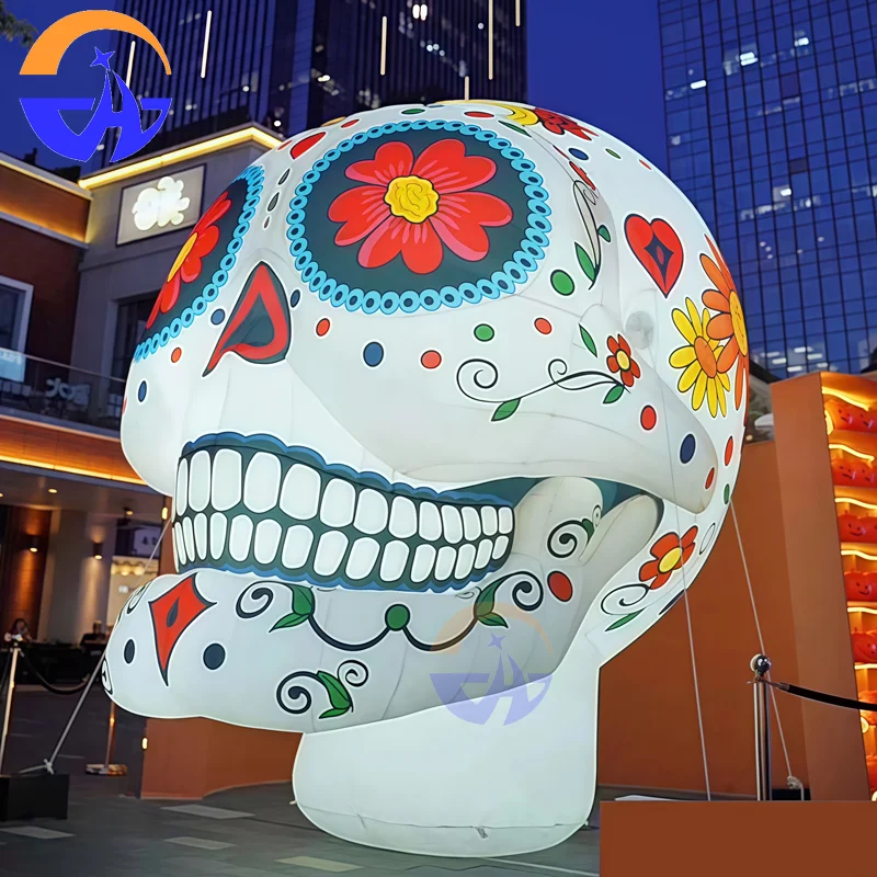 

Индивидуальные надувные воздушные модели с черепом, страшные светящиеся уличные реквизиты для украшения мероприятий в торговом центре