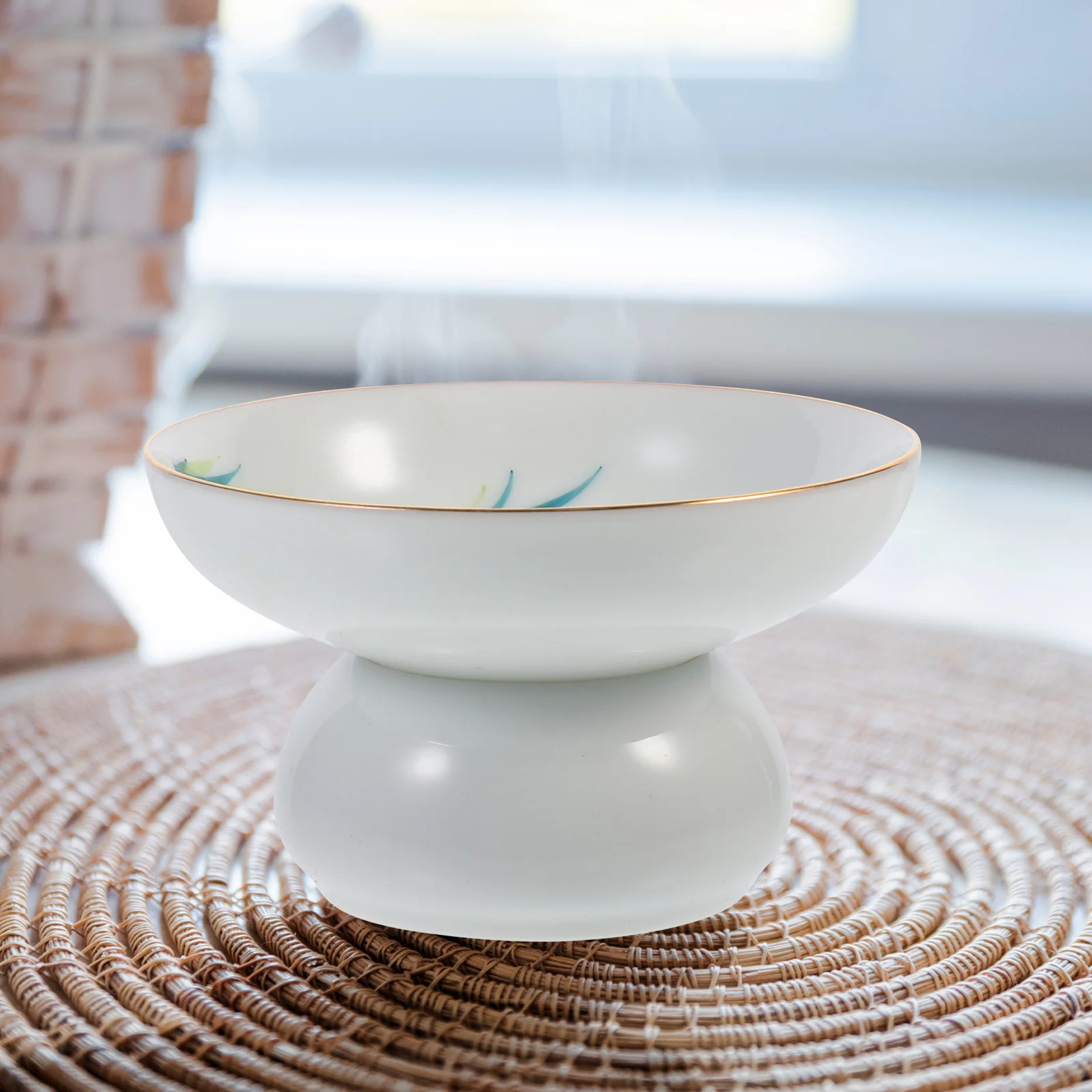 

Ceramic Tea Filter Classic Strainer Infuser with Stand Holder Fine Mesh for Dregs Free Brewing Style Home Office Decor