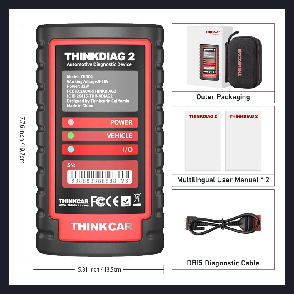 بالجملة THINKCAR THINKDIAG 2 ماسح OBD2 جميع الأنظمة أداة تشخيص السيارة ترميز وحدة التحكم الإلكترونية CANFD FCA AutoAuth التحكم ثنائي الاتجاه 15 خدمة تحديث مجاني لمدة عام #6