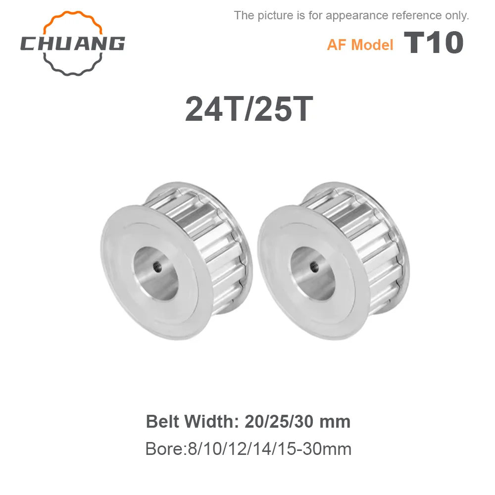 

T10 Timing Pulley 24T 25Teeth AF Type T10 Synchronous Wheel Bore 8/10/12/14/15~30mm Belt Width 20/25/30mm