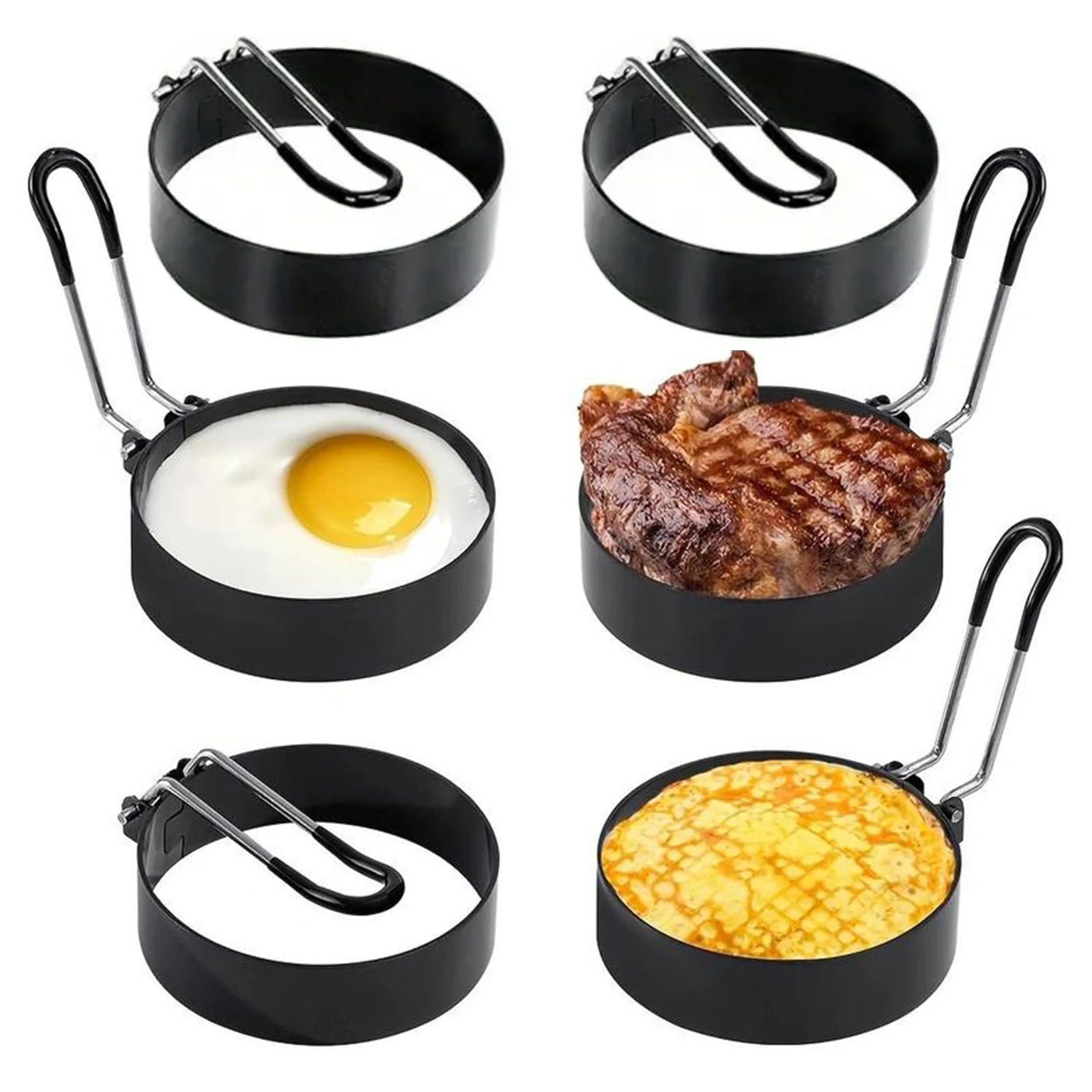 [Egg Rings | Nonstick] 1pc/4pcs/6pcs Silicone Egg Rings | Nonstick Round Egg Cooker Ring for Frying, Griddle Breakfast Cooking