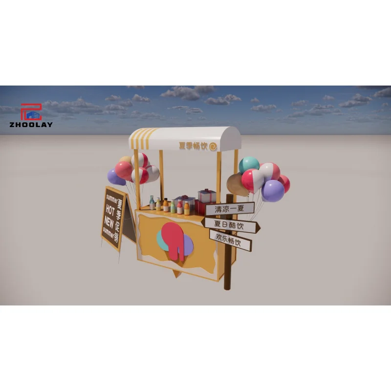 custom.Summer Street Mobile Shop Individual Kiosks Metal Booth Rack Waterproof And Rustproof