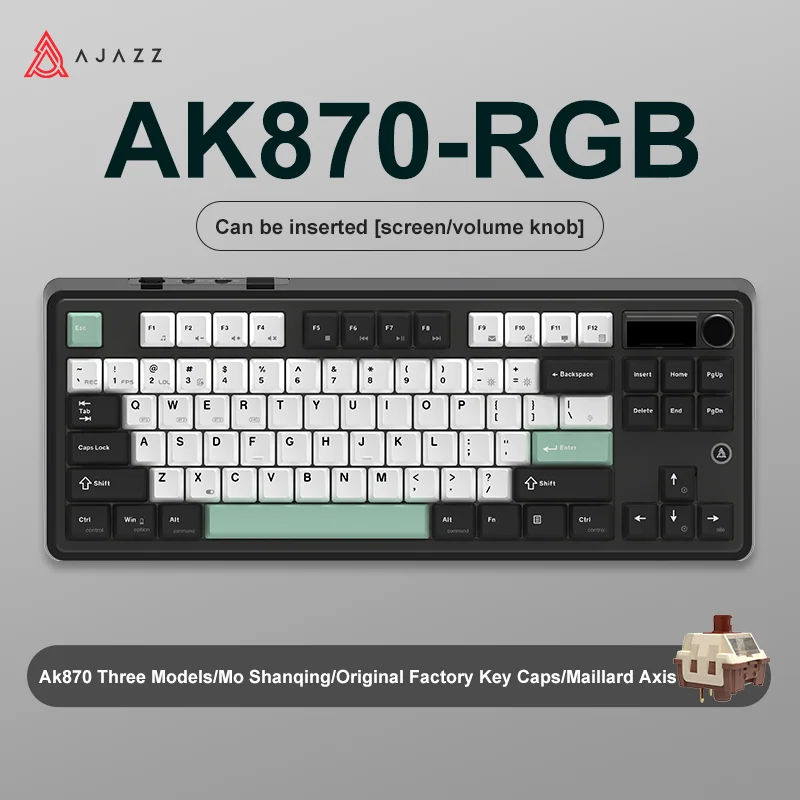 NEW AJAZZ AK870 Tri-mode RGB Bluetooth 2.4GHz Wireless Gaming