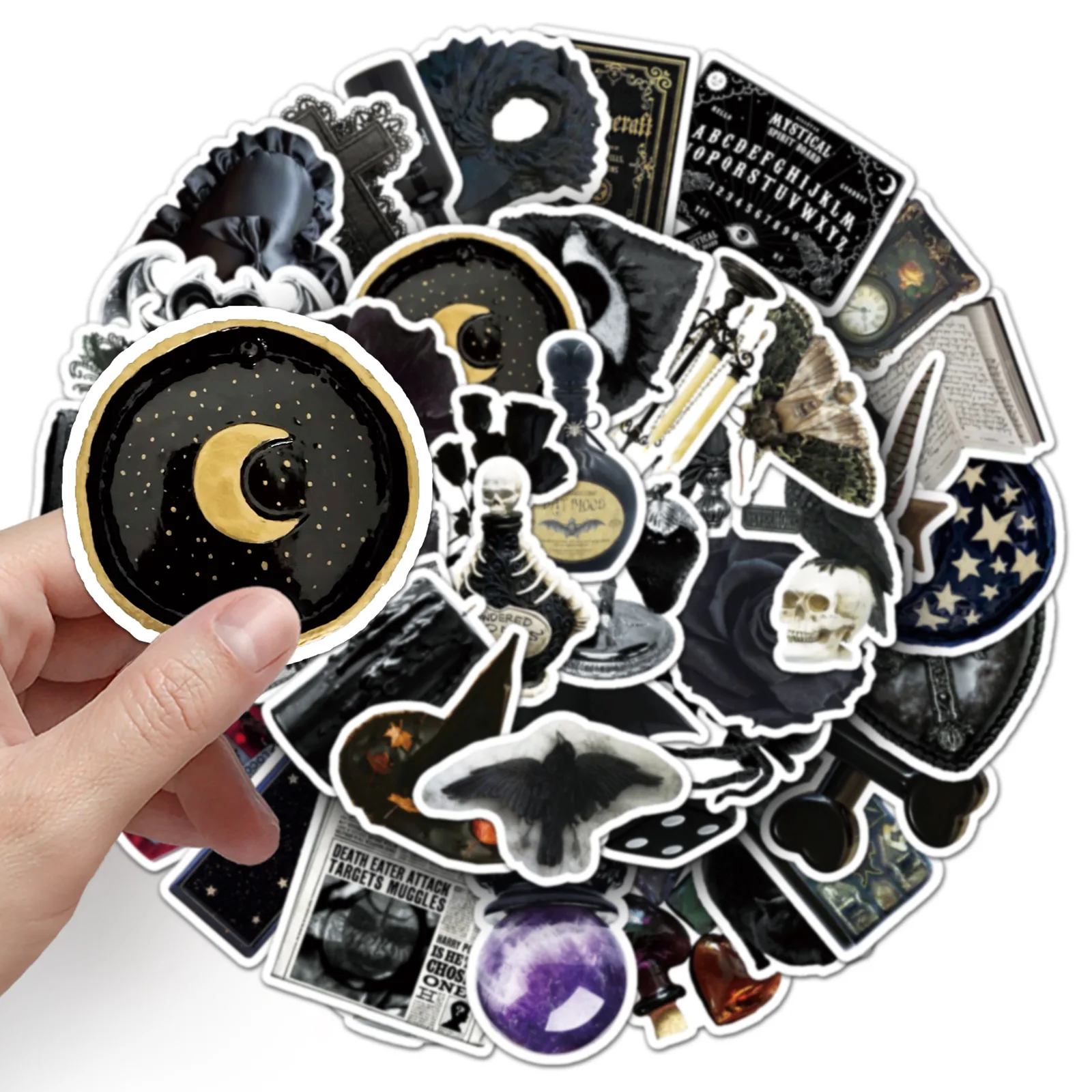 50PCS Dark Style Witch Graffiti Stickers Retro Cartoon DIY Decoration INS Fridge Decals Laptop Guitar Car Bike Skateboard Toy