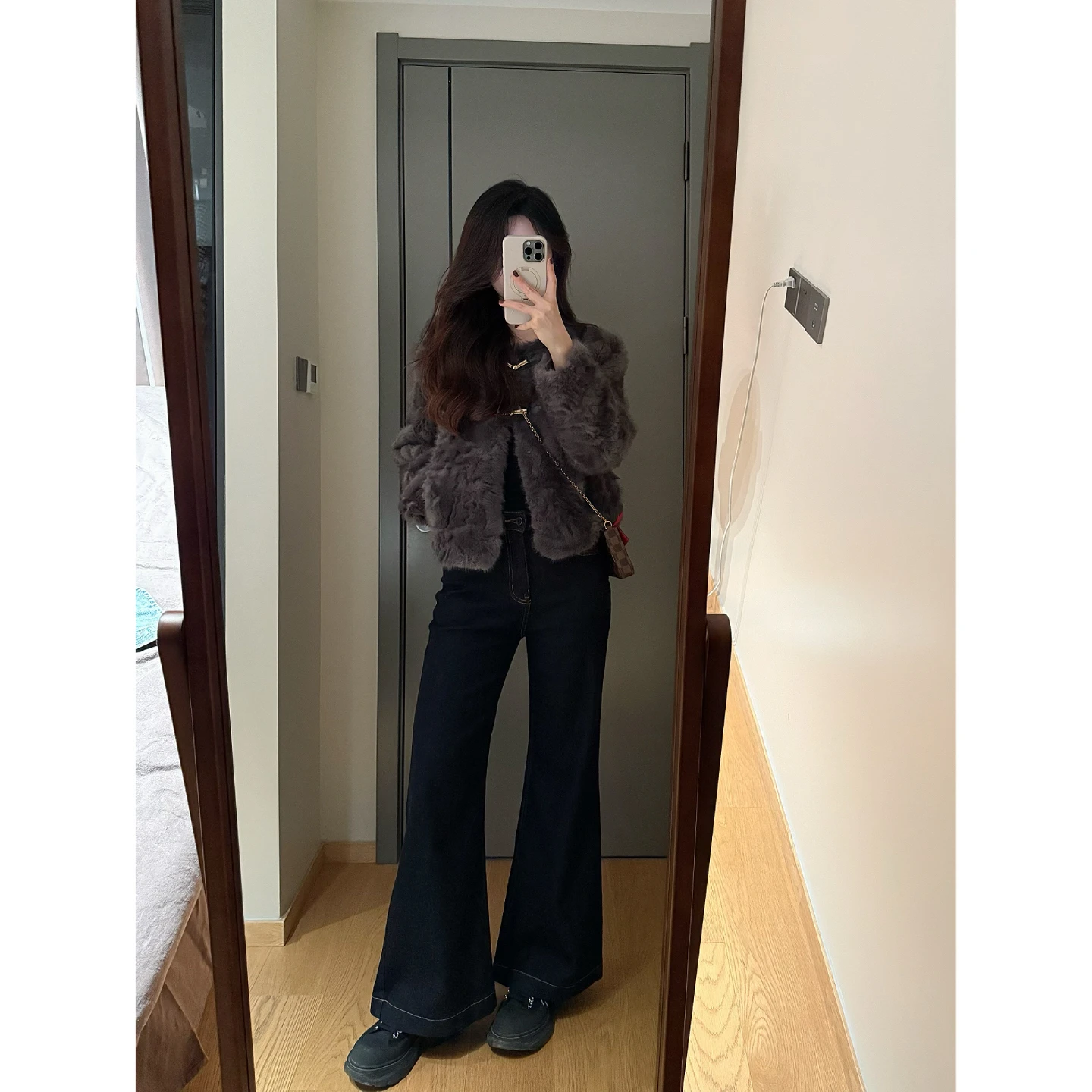 

WENDY High Waist Retro Slimming Denim Jeans Women's Autumn Winter New Sle Slim Fit Versatile Embroidered Flared Pants