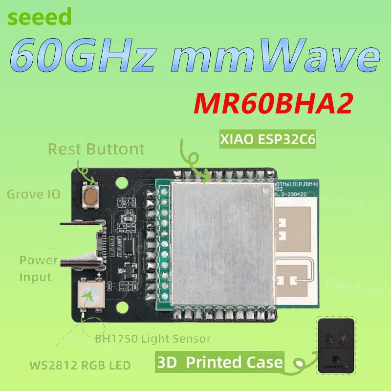 

60GHz mmWave Breathing Heartbeat Detection Sensor MR60BHA2 Powered by XIAO ESP32C6 Home Assistant, ESPhome Seeed Studio