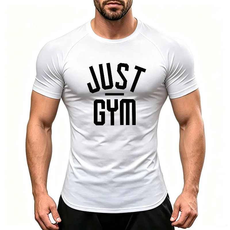 Men Sports Running T-Shirts Quick Dry Short Sleeve Crew Neck Gym Workout Top Breathable Slim Fit Athletic Compression Tee