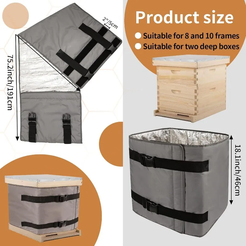 600D Bee Hive Warm Cover Winter Cold Proof Beehive Protective Sleeve Beekeeping Supplies Resistant Bee Hive Thermal Sleeve