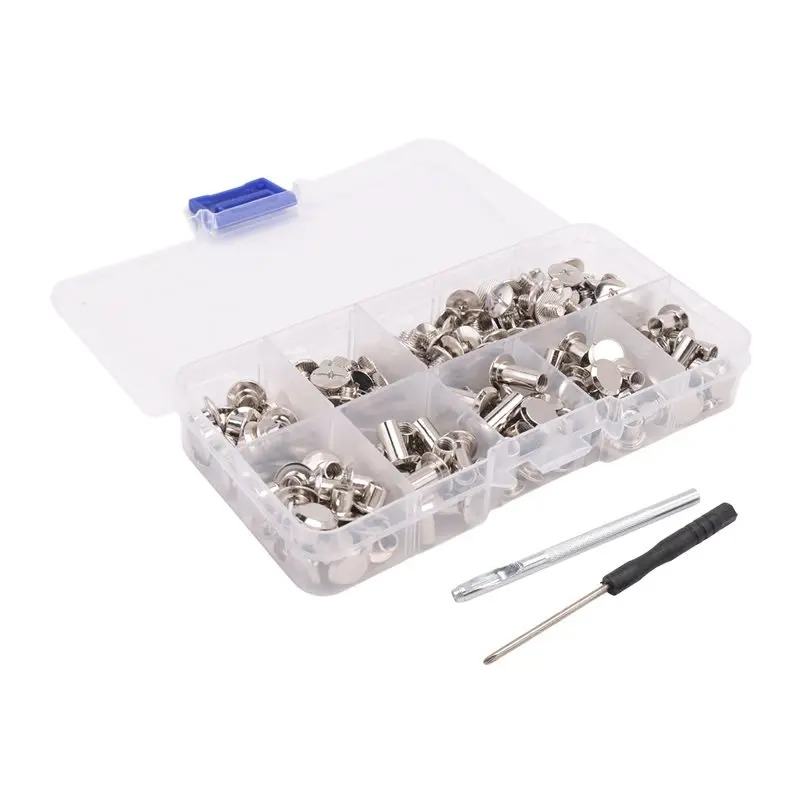 新鮮なシカゴスクリューレザーリベット、各種スクリューリベット、m5シカゴバインディングスクリュー、puクラフトベルト装飾用（110個）