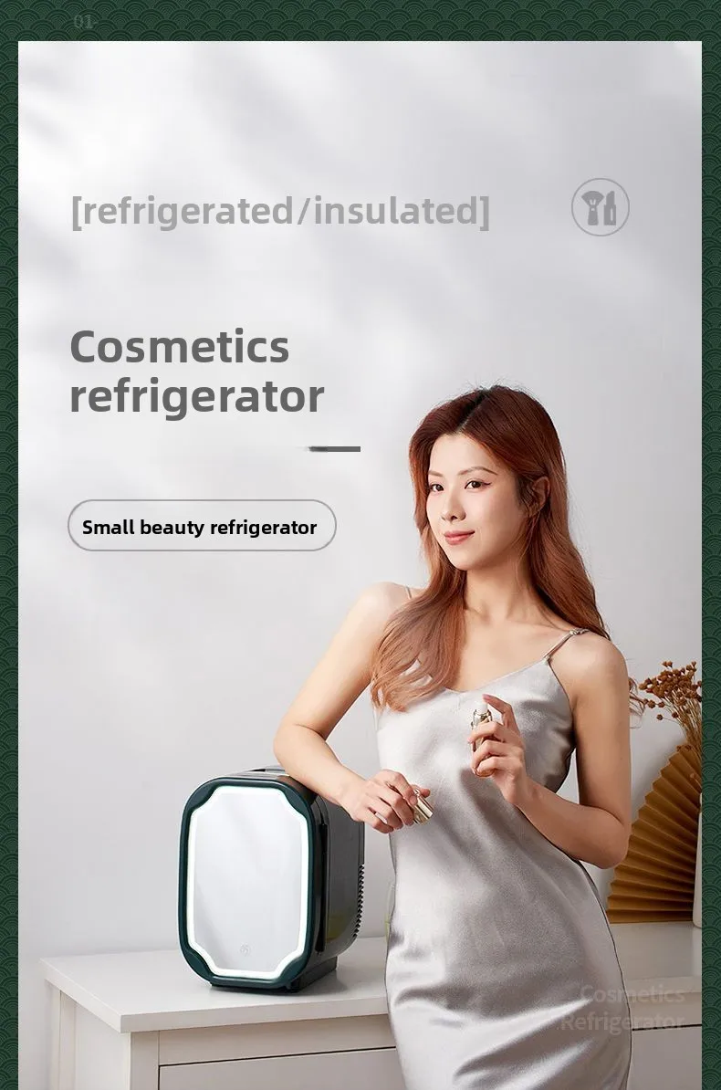 Beauty Cosmetics Koelkast 8L Minikoelkast met LED Make-upspiegel Koelkast Student