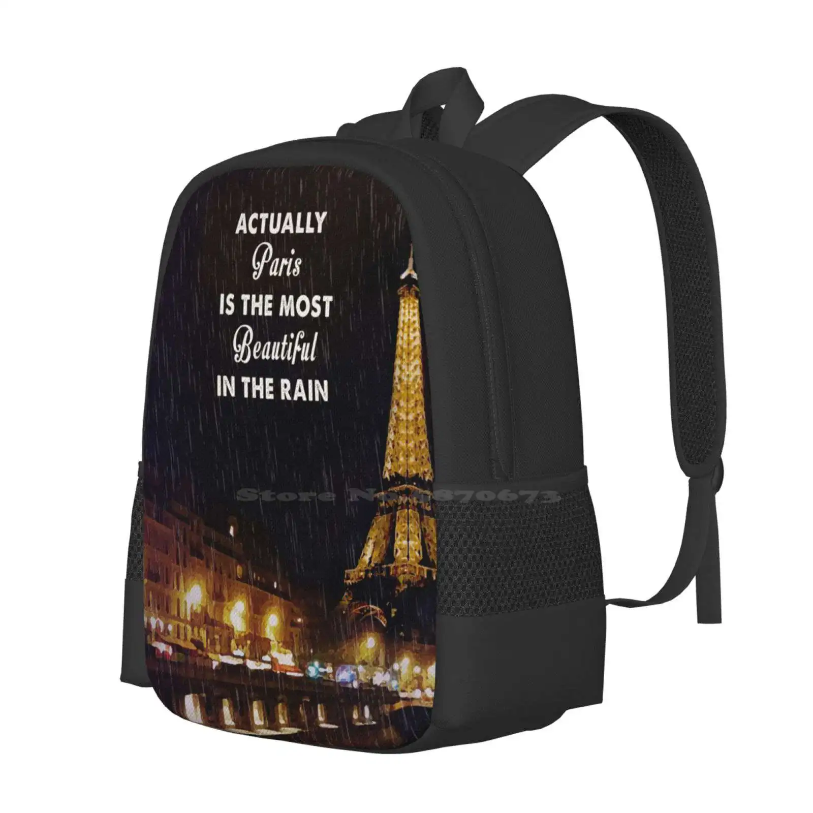 Midnight In Paris Hot Sale Schoolbag Backpack Fashion Bags Movies Cinema Cinephile Love Romantic Paris France Movie Quote Woody