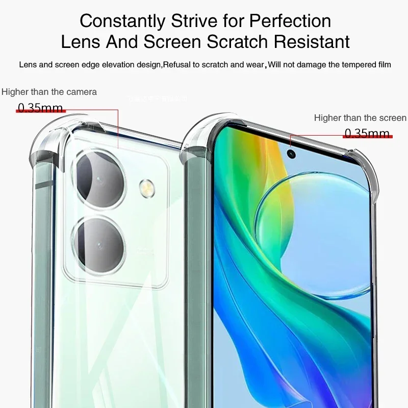 Luxury Clear Airbag Phone Cases for VIVO Y36 Y36i Y36M Y36T Y37 Y37M VIVOY36 4G 5G 360 Soft Protective Back Covers Air Bag Armor
