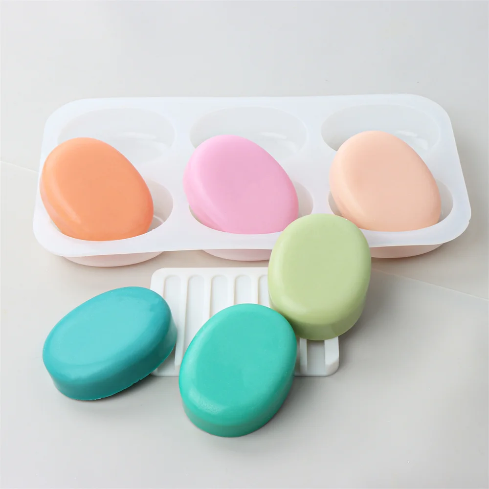 6 Holes Round Oval Silicone Soap Molds DIY Flat Bottom Ball Cylinder Handmade Soap Molds Circle Aromatherapy Soap Silicone Mold