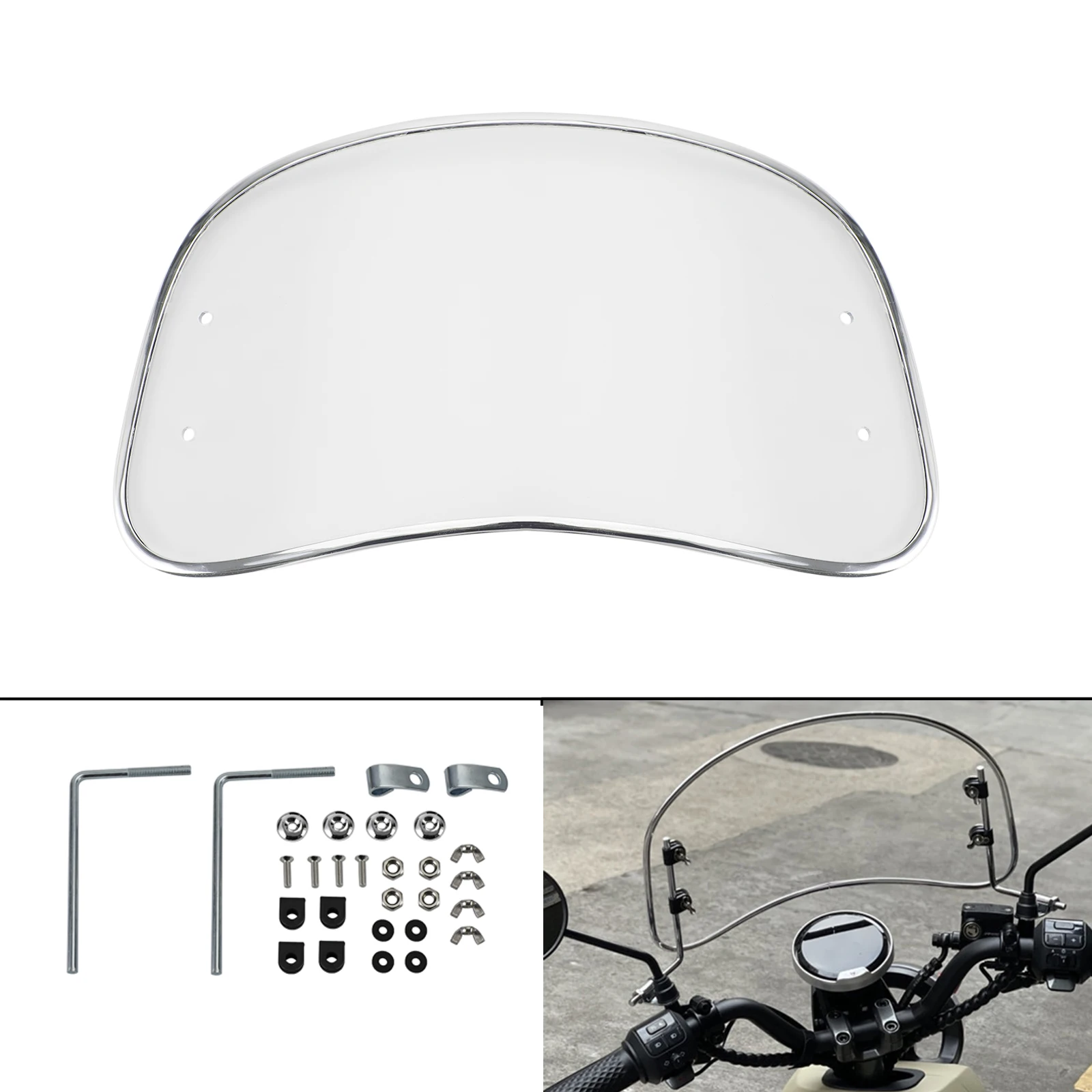 

Topteng Universal ABS Motorcycle Front Windscreen Windshield fit for Moped Scooter Deflector