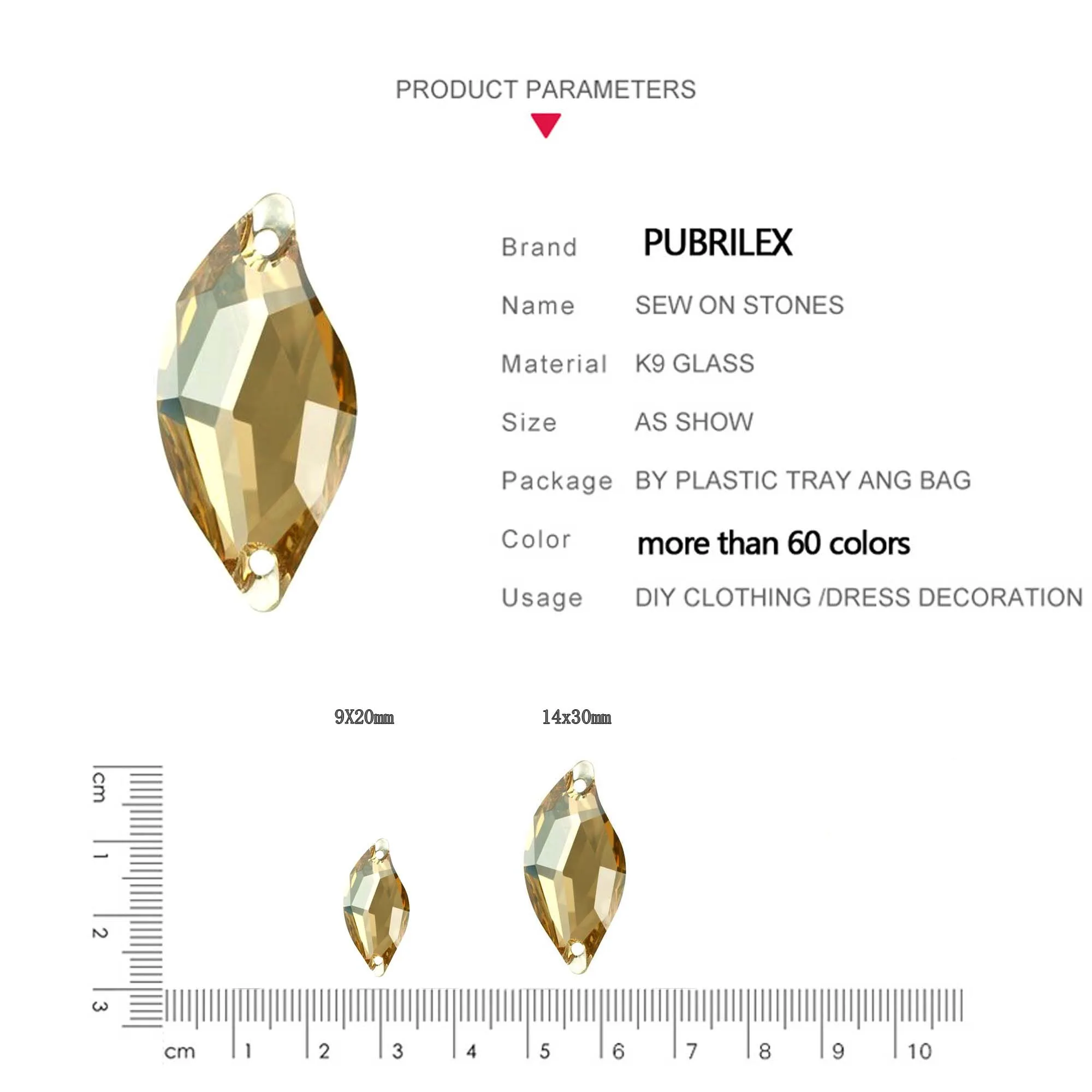 أحجار الراين على شكل ورقة شجر Pubrilex SW كريستال مسطح مع حواف مشطوفة خياطة على الماس للمجوهرات والملابس #4