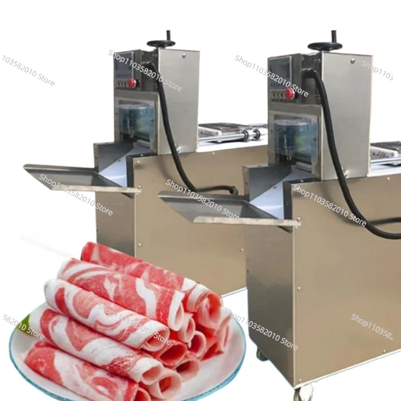Commercial Frozen Meat Slicer with Two Rollers, CNC Beef Mutton Cutting Machine for Cake & Meat Slices
