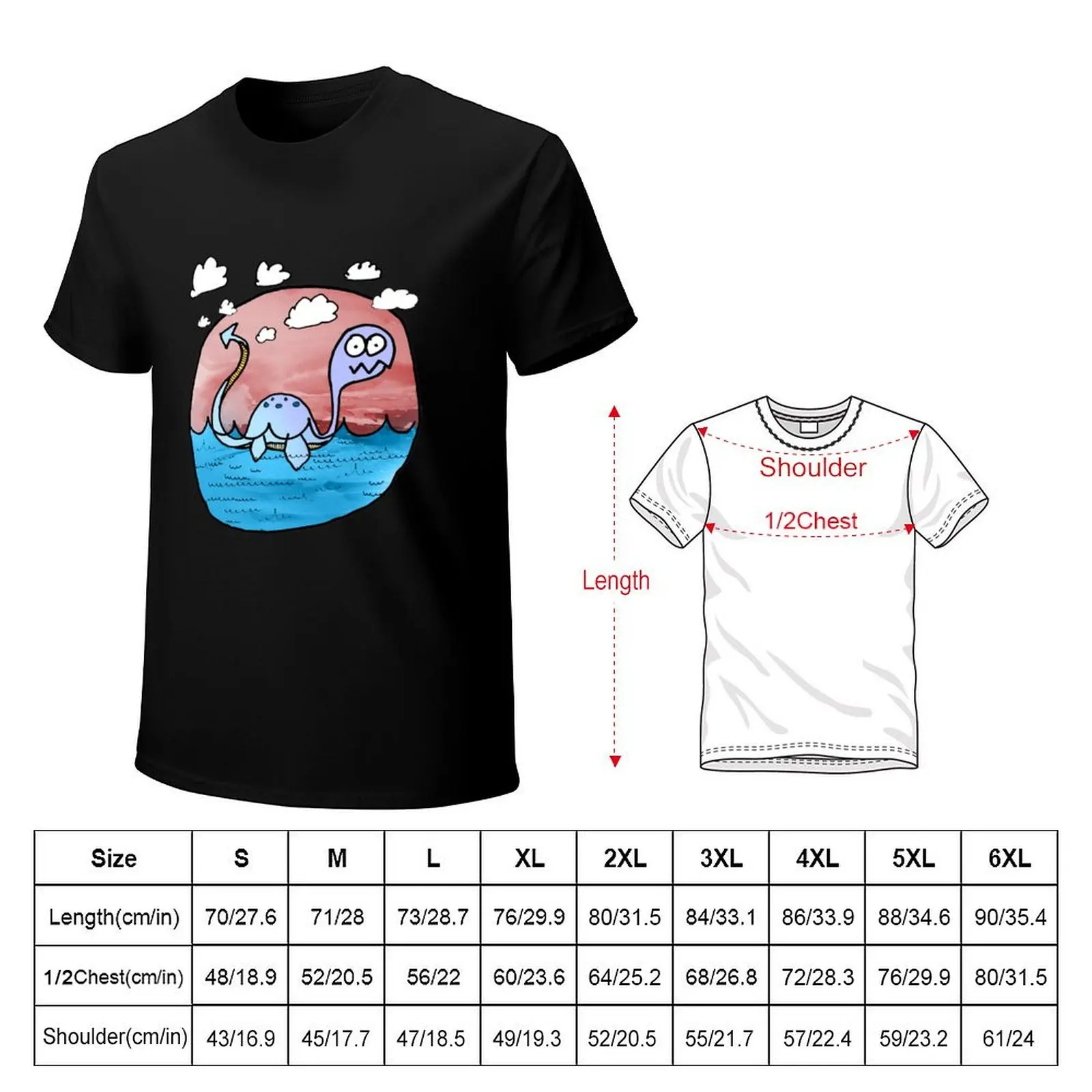 a plesiosaur on an exciting journey T-Shirt Casual Trendy Streetwear Tee Shirt