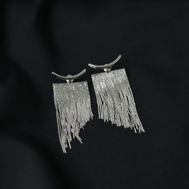 New Trend Sparkling Long Tassels Dangle Earrings for Women Elegant Two Ways To Wear Arc Earring Party Wedding Jewelry Gifts