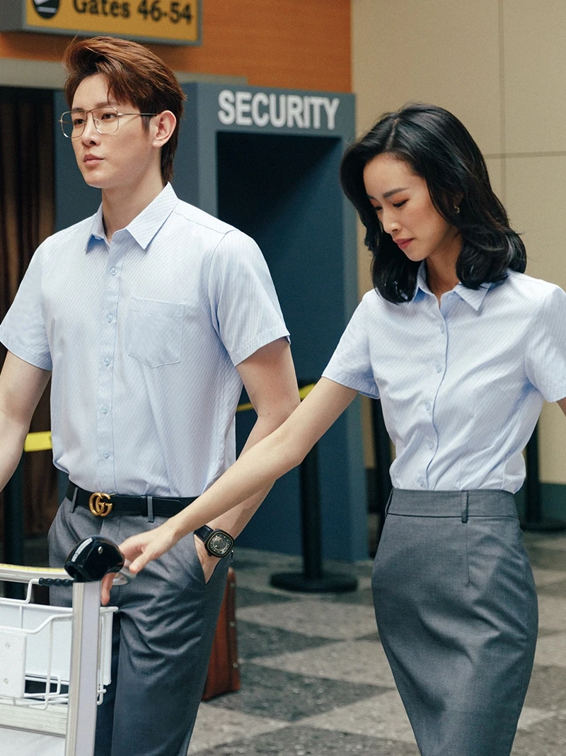 

Белая профессиональная формальная рубашка для женщин, деловая одежда для собеседований, рабочая одежда, смесь хлопка и полиэстера, приталенный крой, для поездок на работу, стильная офисная мода