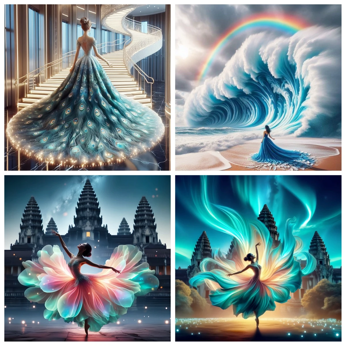 

Woman with Beautiful Dress1024 PCS Jigsaw Puzzles Challenging Family Activity Games for Gameroom Bedroom Home Decor Gift