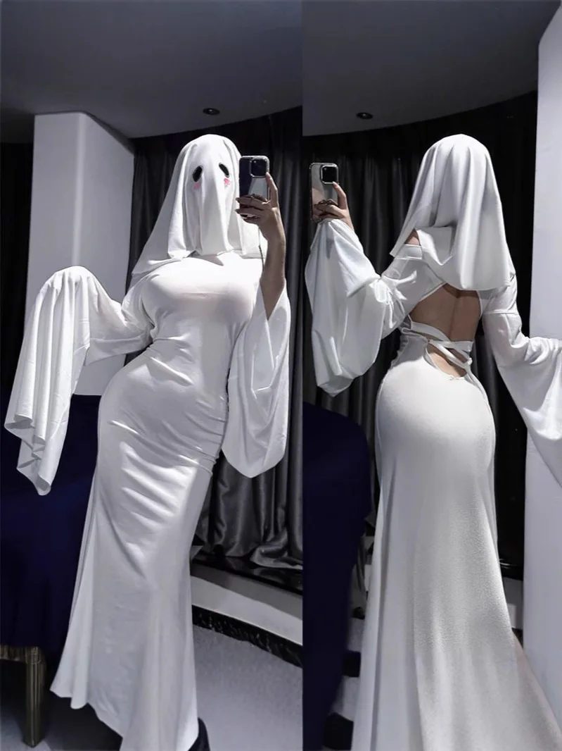 Mrs. Xingzi conservative ghost girl Halloween cross dressing cosplay women's clothing, wearing two sexy slim fishtail dresses