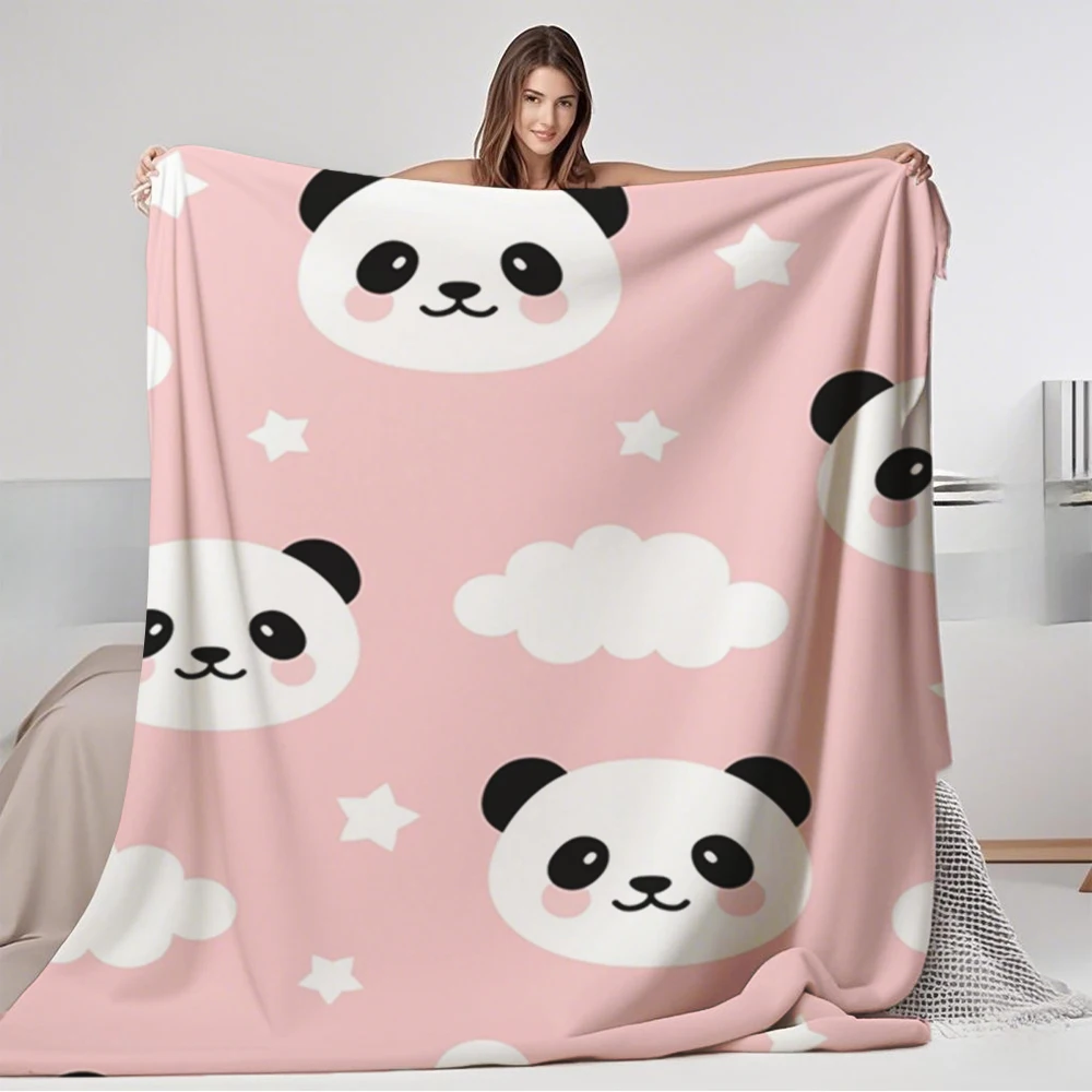 

Thoughtful Gift Flannel Cozy Blanket Cute Baby Pandas Bohemian Double-sided Throw Blanket With Moisture-wicking Eco-friendly